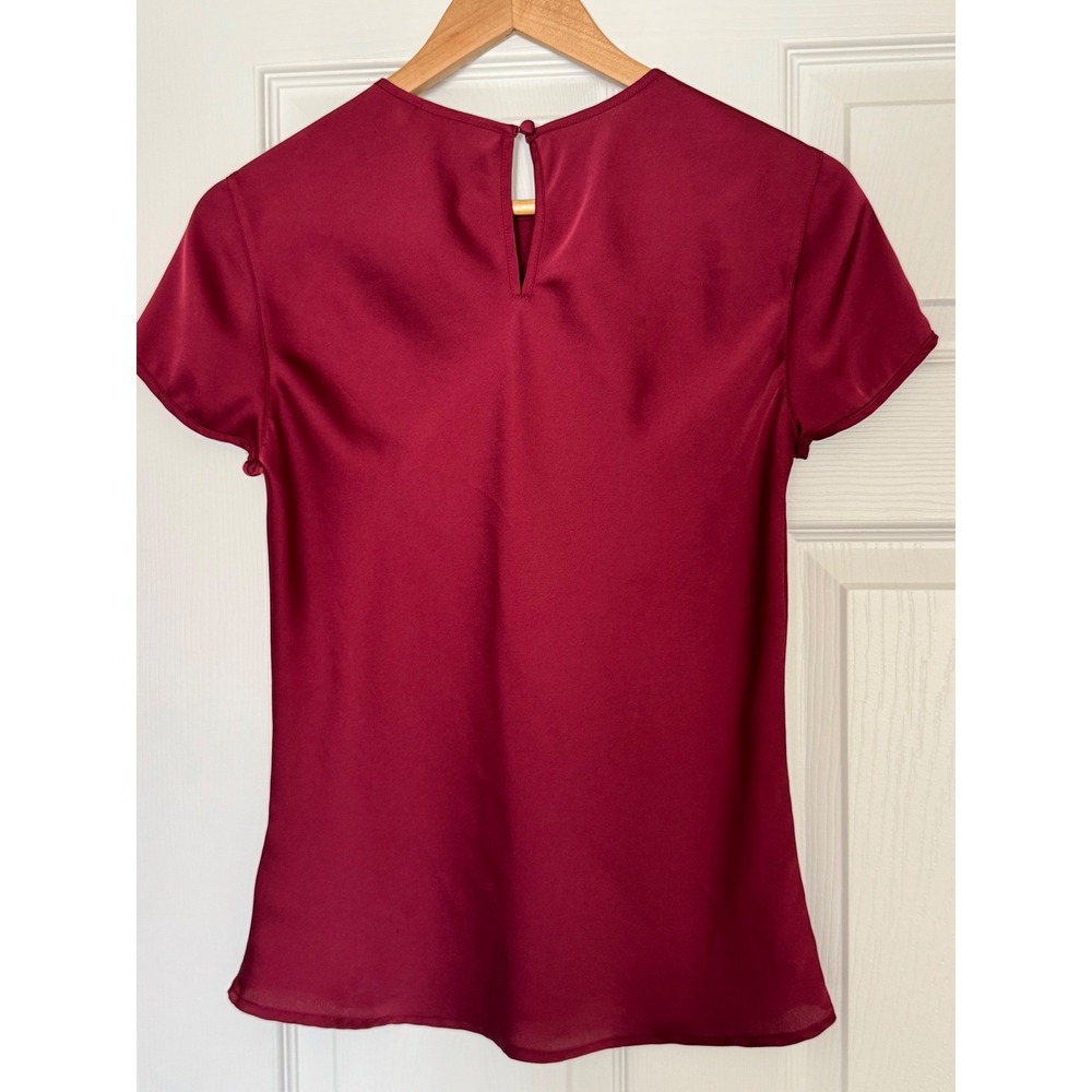 Express Womens XS Blouse Burgundy Wine Red Coquette Chic Quiet Luxury Chic - Picture 3 of 5